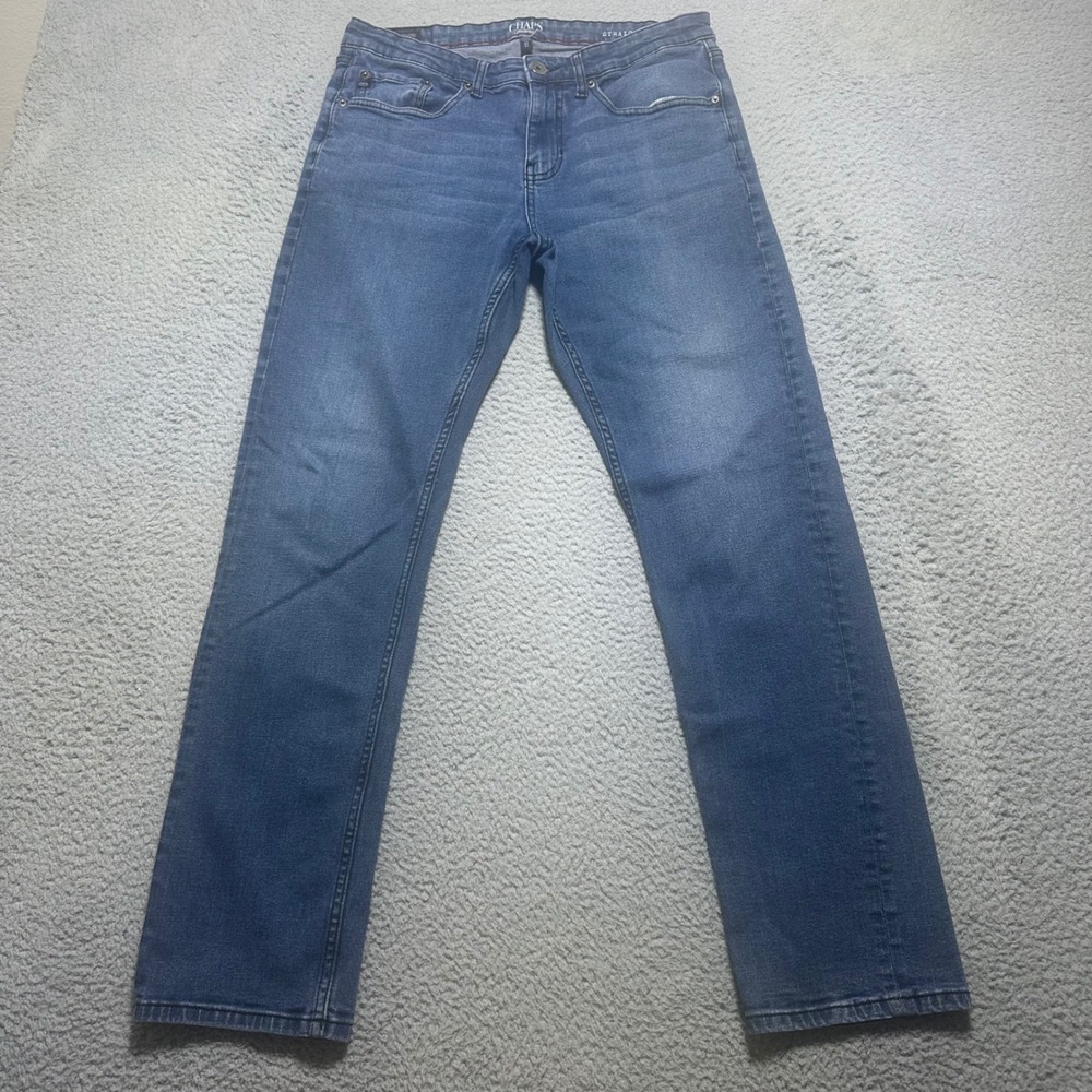 Chaps Men's Straight Fit Jeans 32x32 Blue Denim Medium Wash 5 Pocket everyday